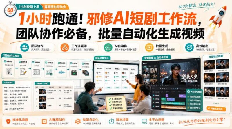 1小时跑通！邪修AI短剧工作流，团队协作必备，批量自动化生成视频-三零资源