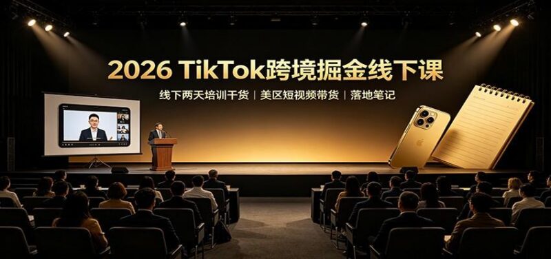 2026 TikTok跨境掘金线下课：线下两天培训干货，美区短视频带货落地笔记 三零资源-三零资源
