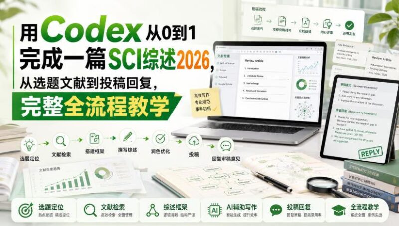 用Codex从0到1完成一篇SCI综述2026，从选题文献到投稿回复，完整全流程教学 三零资源-三零资源