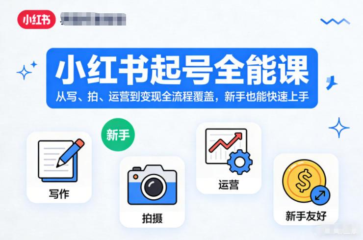 小红书起号全能课，从写、拍、运营到变现全流程覆盖，新手也能快速上手(更新) 三零资源-三零资源