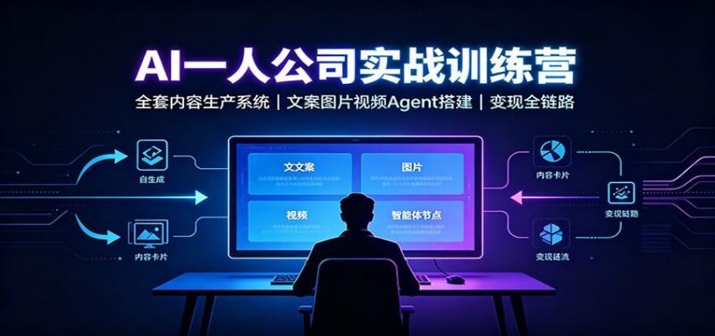 AI创作一人公司实战训练营:全套内容生产系统,文案图片视频Agent搭建变现全链路 三零资源-三零资源