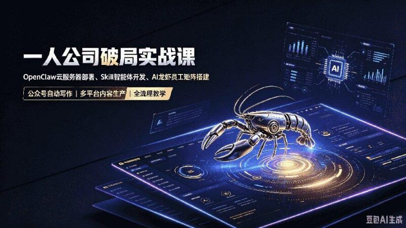 一人公司破局实战课｜OpenClaw云服务器部署、Skill智能体开发、AI龙虾员工矩阵搭建，公众号自动写作与多平台内容… 三零资源-三零资源