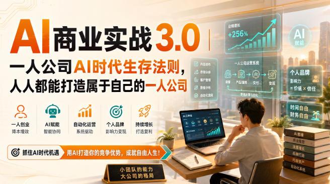 AI商业实战3.0|一人公司AI时代生存法则,人人都能打造属于自己的一人公司 图1