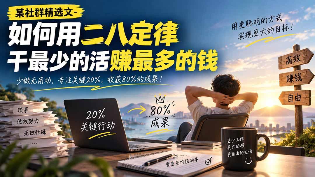 某社群精选文-如何用二八定律干最少的活赚最多的钱 图1