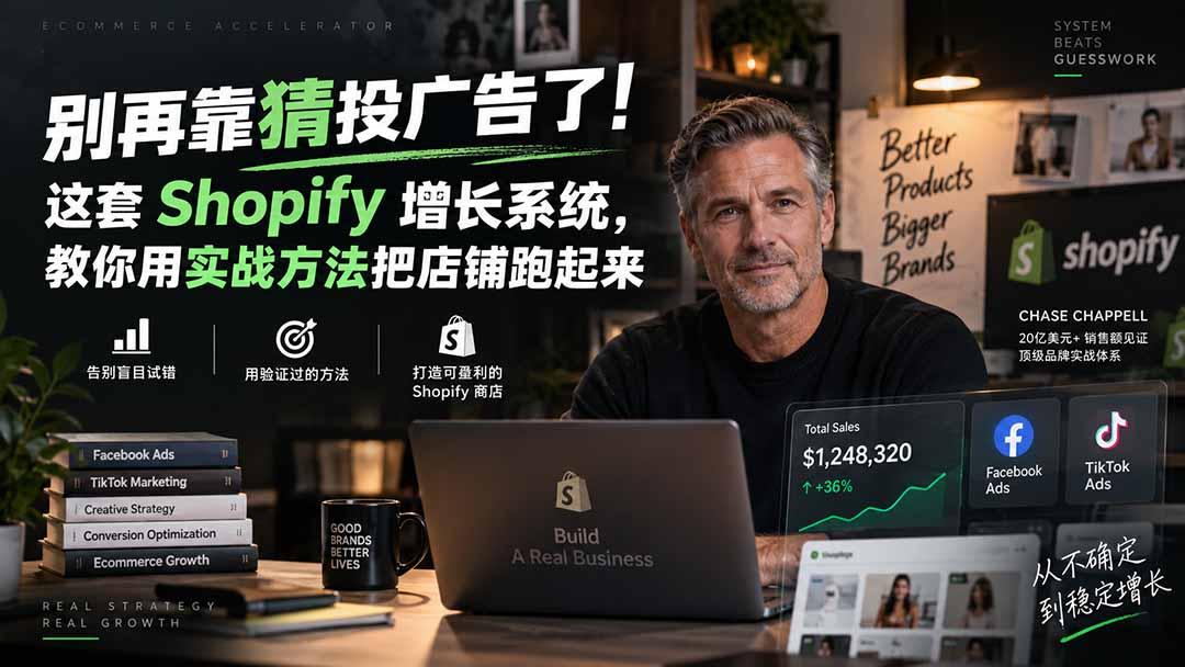 别再靠猜投广告了!这套 Shopify 增长系统,教你用实战方法把店铺跑起来【原创双语字幕】 图1