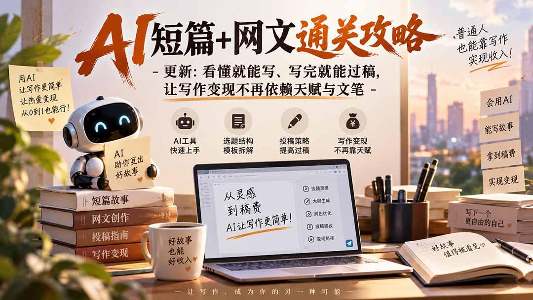 AI短篇+网文通关攻略-更新0921:看懂就能写、写完就能过稿,让写作变现不再依赖天赋与文笔 图1