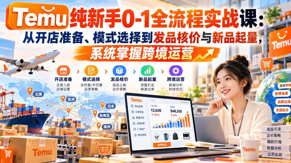 【无水印】Temu纯新手0-1全流程实战课:从开店准备、模式选择到发品核价与新品起量,系统掌握跨境运营 图1