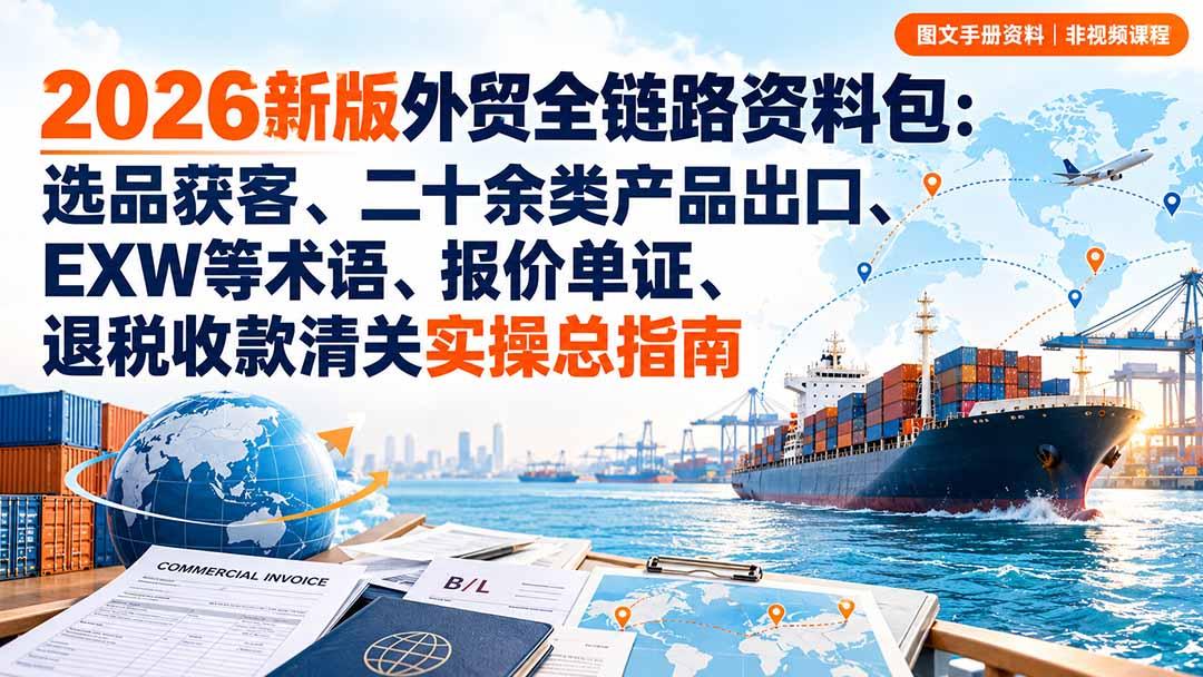 2026新版外贸全链路资料包:选品获客、二十余类产品出口、EXW等术语、报价单证、退税收款清关实操总指南 图1