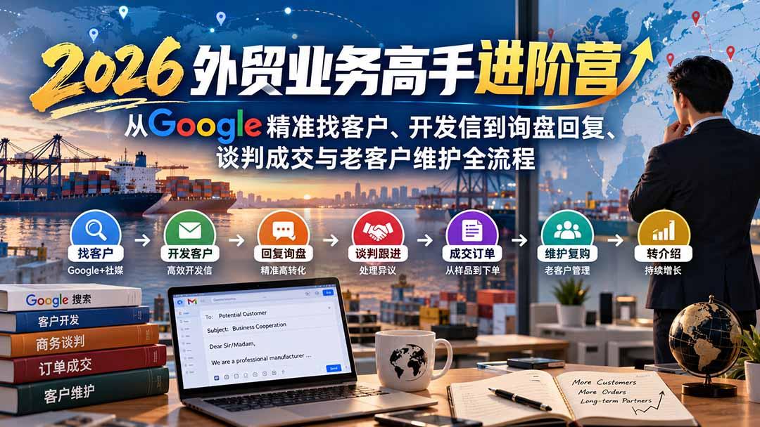2026外贸业务高手进阶营：从Google精准找客户、开发信到询盘回复、谈判成交与老客户维护全流程 图1