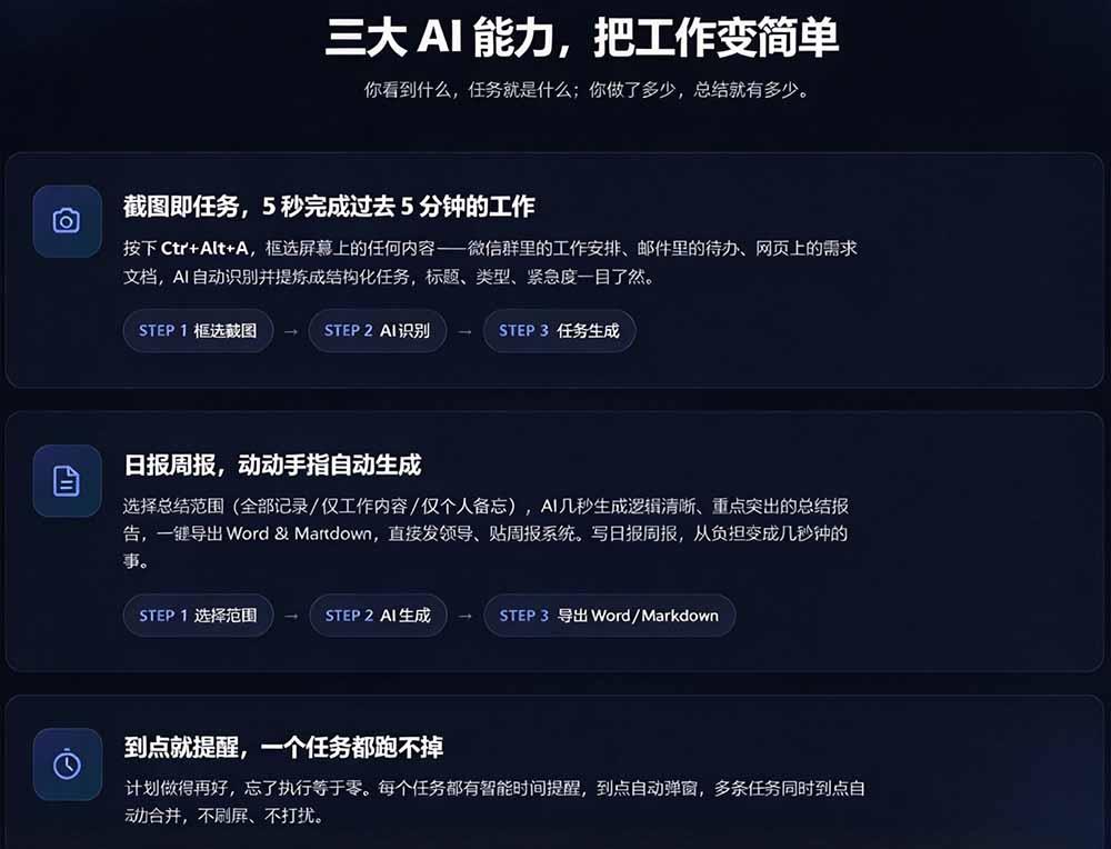 天天写日报周报写到头疼?截图一键选屏幕内容,AI 自动把它变成结构化任务,极简工作日记 图4