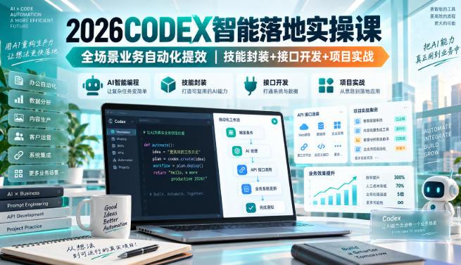 2026Codex智能落地实操课,全场景业务自动化提效,技能封装+接口开发+项目实战-三零资源