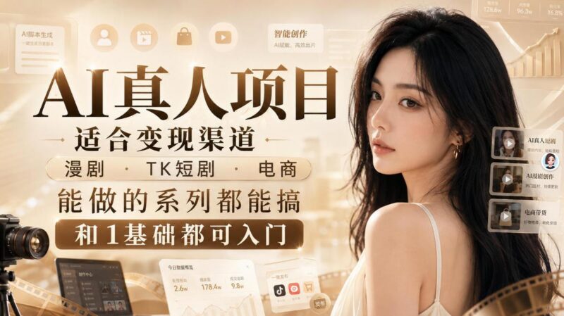 AI真人项目，适合变现渠道，漫剧，TK短剧，电商，能做的系列都能搞，0和1基础都可入门 三零资源-三零资源