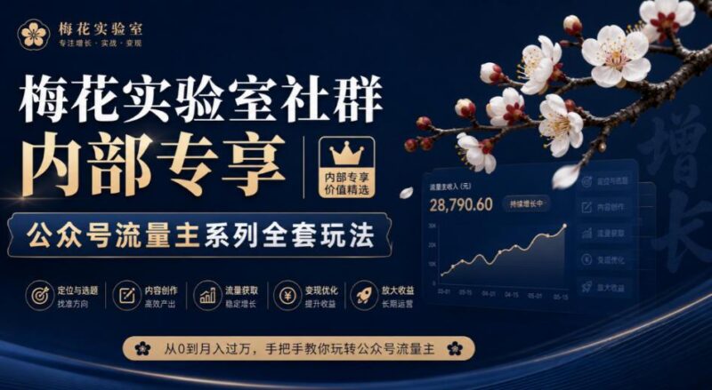 梅花实验室社群内部专享-公众号流量主系列全套玩法-三零资源