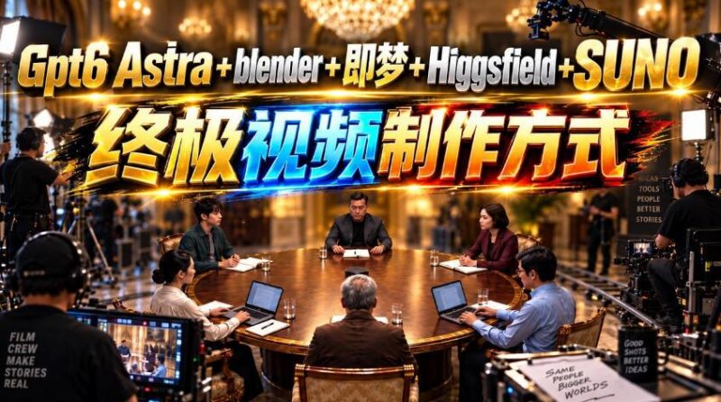 GPT-6 Astra+Blender+即梦+Higgsfield+Suno=终极视频制作方式！-三零资源