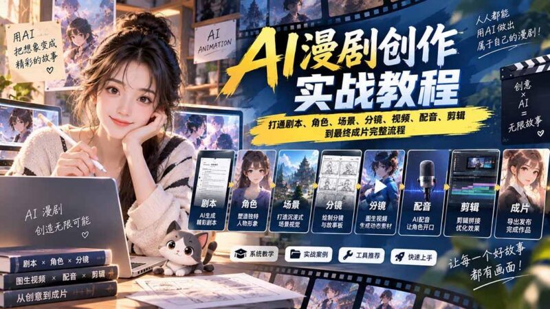 2026 AI漫剧创作实战教程:打通剧本、角色、场景、分镜、视频、配音、剪辑到最终成片完整流程-三零资源
