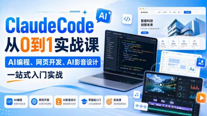 Claude Code从0到1实战课,AI编程、网页开发、AI影音设计一站式入门实战(更新) 三零资源-三零资源