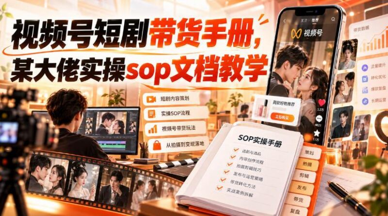 视频号短剧带货手册,某大佬实操sop文档教学-三零资源