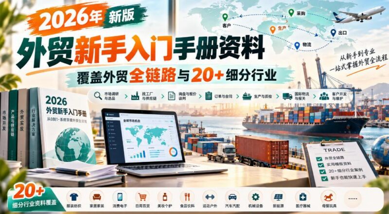 2026年新版外贸新手入门手册资料,覆盖外贸全链路与20+细分行业 三零资源-三零资源