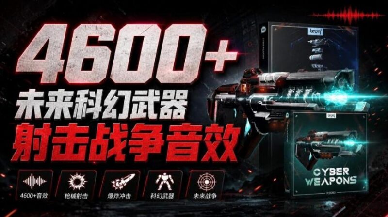 顶级音效合集!4600+种未来科幻武器开枪射击战斗音效素材合集,全部中文汉化Boom Library–Cyber W-三零资源