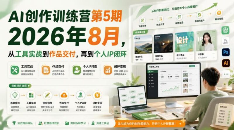 AI创作训练营第5期2026年8月,从工具实战到作品交付,再到个人IP闭环 三零资源-三零资源