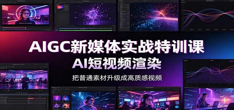 AIGC新媒体实战特训课:工具入门实操,AI短视频渲染,数字人商业视频制作 三零资源-三零资源