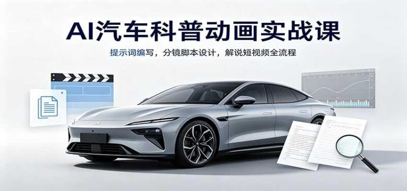 AI汽车科普动画实战课:提示词编写,分镜脚本设计,解说短视频全流程 三零资源-三零资源