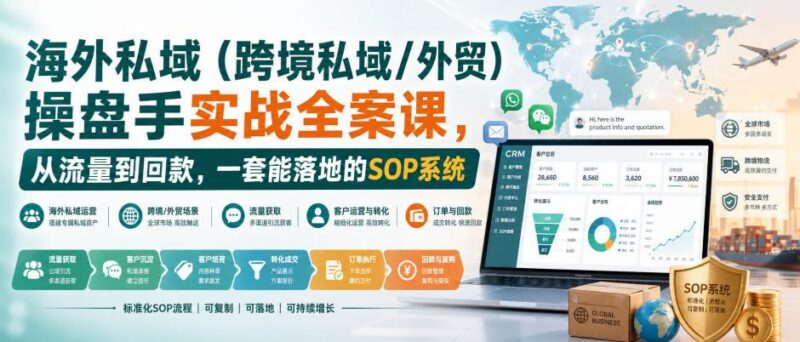 海外私域(跨境私域/外贸)操盘手实战全案课,从流量到回款,一套能落地的SOP系统 三零资源-三零资源