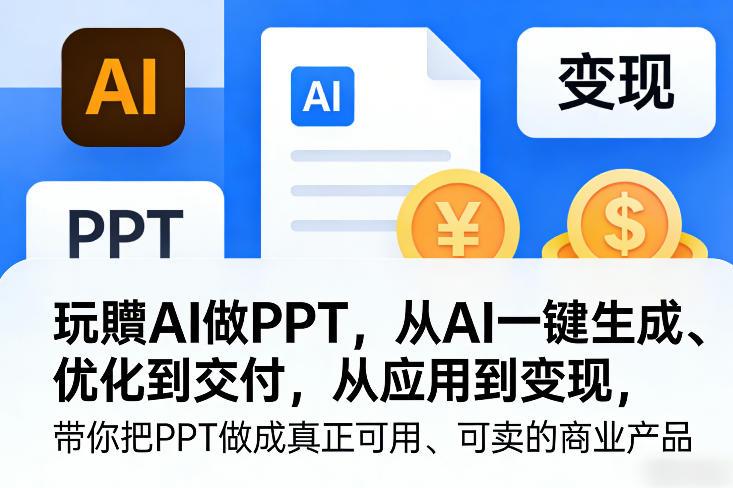 玩賺AI做PPT，从AI一键生成、优化到交付，从应用到变现，带你把PPT做成真正可用、可卖的商业产品(更新0904)-三零资源