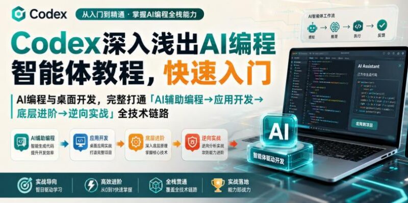 Codex深入浅出AI编程智能体教程，快速入门AI编程与桌面开发，打通「AI辅助编程→应用开发→底层进阶→逆向实战」全技术链路 三零资源-三零资源