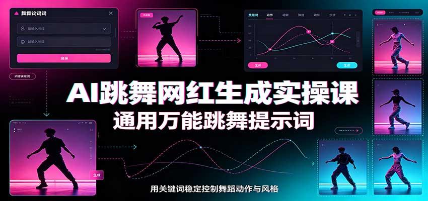 AI跳舞网红生成实操课:通用万能跳舞提示词,多模型适配,人物舞蹈视频制作全套教学
