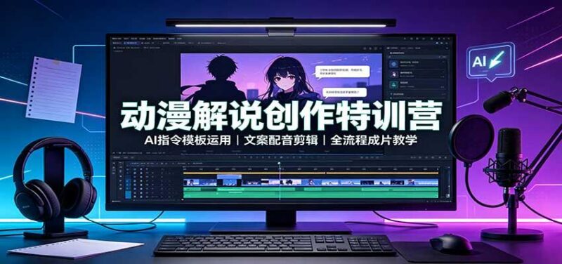 动漫解说创作特训营:AI指令模板运用,文案配音剪辑,全流程成片教学 三零资源-三零资源