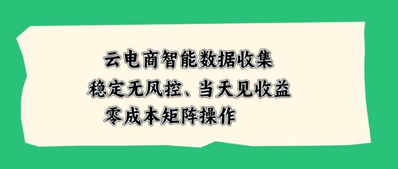 云电商智能数据收集,稳定无风控,当天见收益,零成本矩阵操作