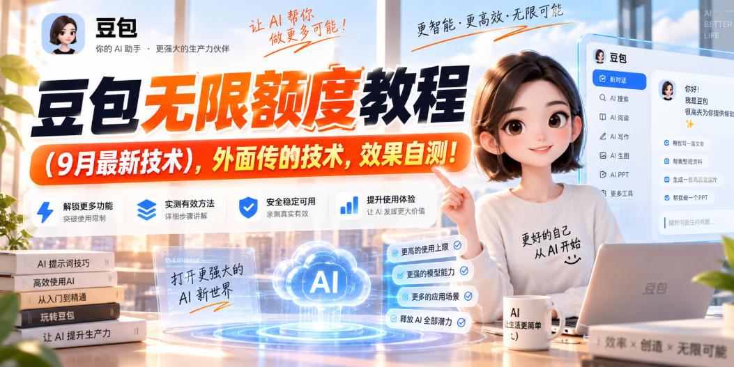 豆包无限额度教程(9月最新技术),外面传的技术,效果自测!