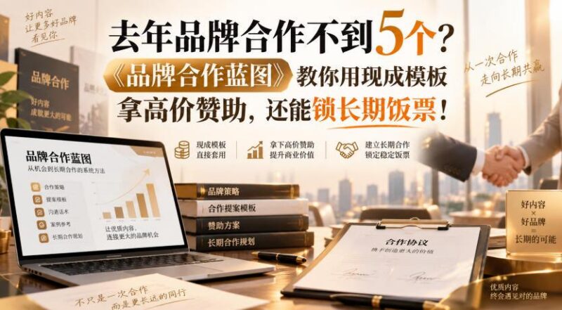 去年品牌合作不到5个？《品牌合作蓝图》教你用现成模板拿高价赞助，还能锁长期饭票！【原创双语字幕】 三零资源-三零资源