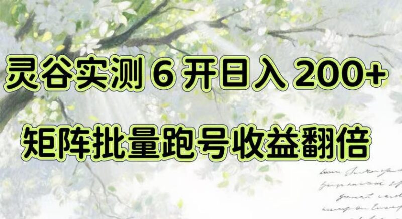 一台电脑就能做!灵谷实测6开日入200+,矩阵批量跑号收益翻倍【揭秘】