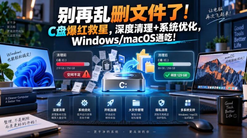 别再乱删文件了!C盘爆红救星,深度清理+系统优化,Windows/macOS通吃! 三零资源-三零资源