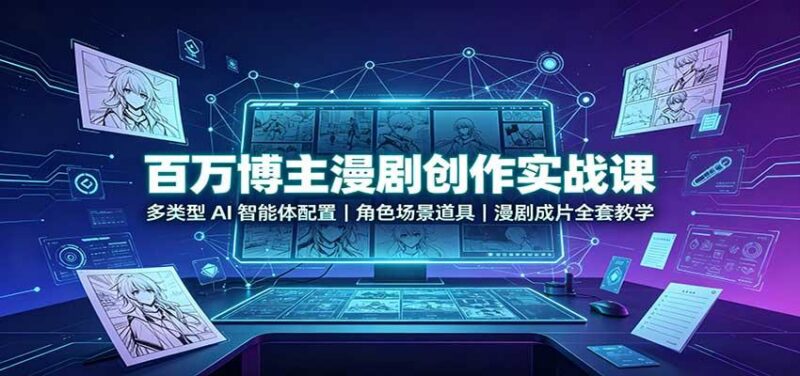 百万博主漫剧创作实战课：多类型AI智能体配置，角色场景道具，漫剧成片全套教学-三零资源