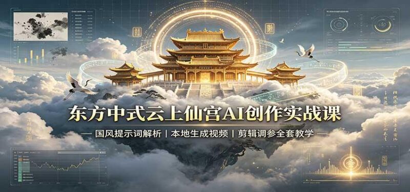 东方中式云上仙宫AI创作实战课：国风提示词解析，本地生成视频，剪辑调参全套教学 三零资源-三零资源