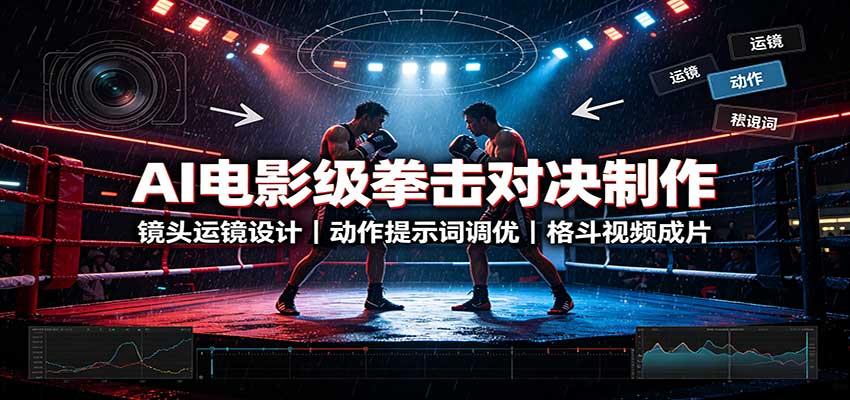 AI电影级拳击对决制作:镜头运镜设计,动作提示词调优,格斗视频成片
