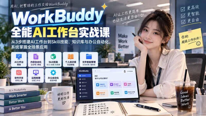 WorkBuddy全能AI工作台实战课:从3步搭建AI工作台到Skill技能、知识库与办公自动化,系统掌握全场景应用-三零资源