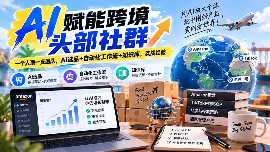 AI赋能跨境头部社群-更新9月:一个人顶一支团队,AI选品+自动化工作流+知识库,实战经验