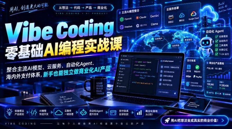 Vibe Coding零基础AI编程实战课-无水印,整合主流AI模型、云服务、自动化Agent、海内外支付体系,新手也能独立做商业化AI产品 三零资源-三零资源
