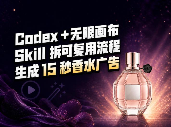 我把Amazon香水视频拆成Codex Skill：无限画布负责最后15秒-三零资源