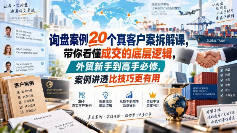 询盘案例20个真客户案拆解课,带你看懂成交的底层逻辑,外贸新手到高手必修,案例讲透比技巧更有用 三零资源-三零资源