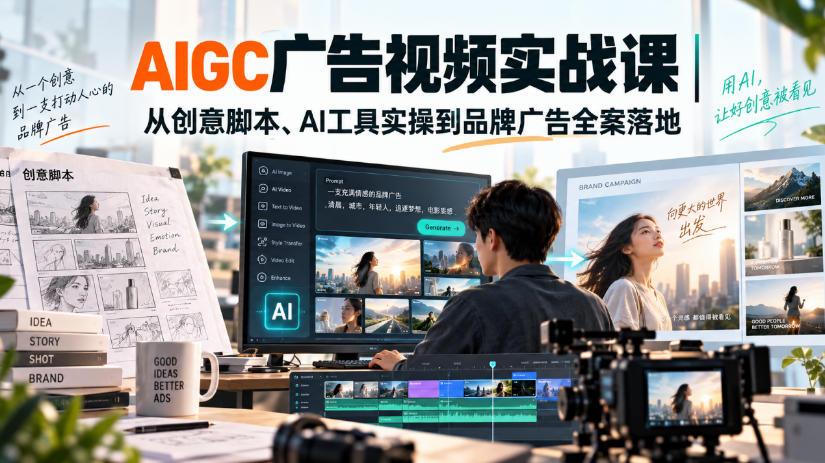 AIGC广告视频实战课|从创意脚本、AI工具实操到品牌广告全案落地