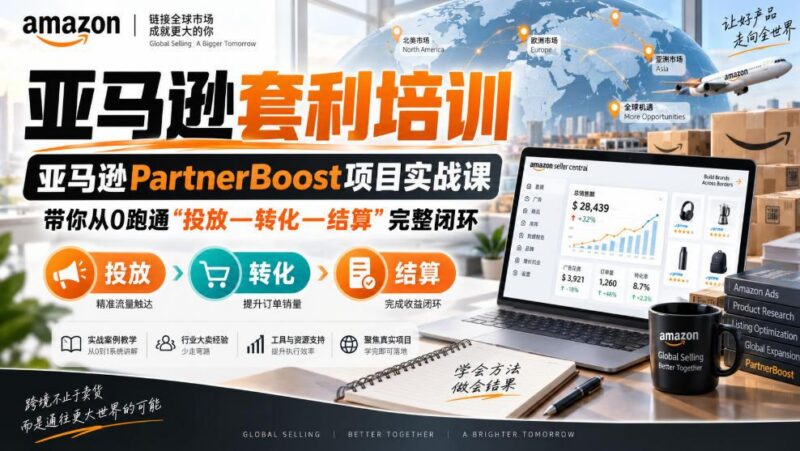 lead菌·亚马逊套利培训，亚马逊partnerboost项目实战课，带你从0跑通”投放—转化—结算”完整闭环-三零资源