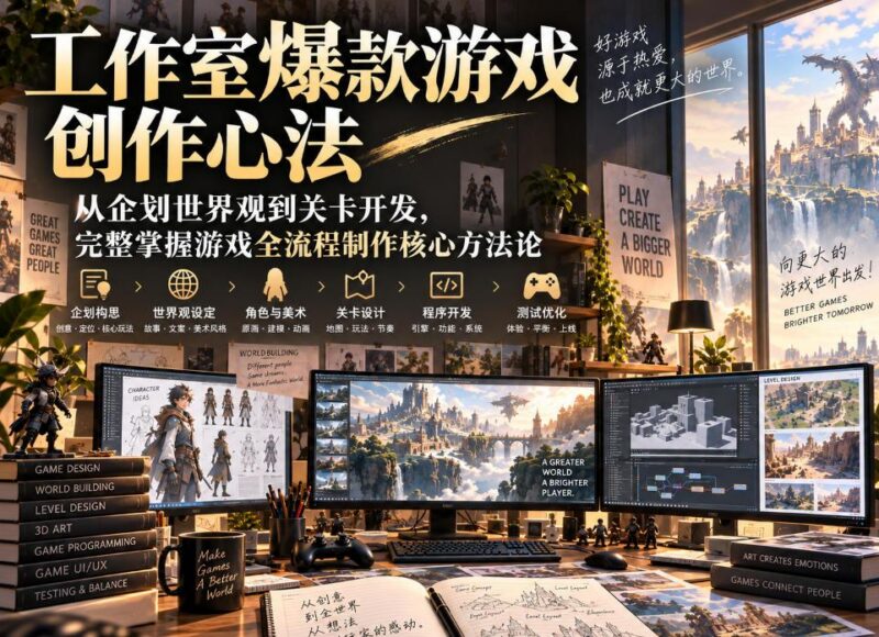 工作室爆款游戏创作心法|从企划世界观到关卡开发,完整掌握游戏全流程制作核心方法论 三零资源-三零资源