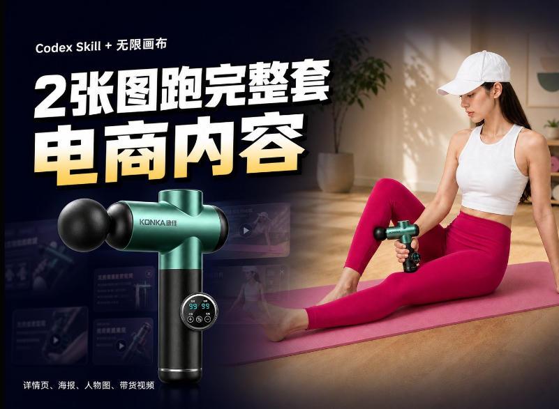 Codex+Skill+无限画布:两张图跑出一整套电商内容-三零资源