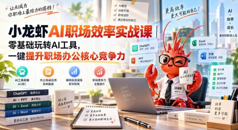 小龙虾AI职场效率实战课｜零基础玩转AI工具，一键提升职场办公核心竞争力-三零资源