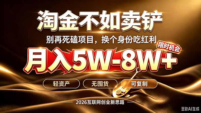 别再傻乎乎埋头跑项目!互联网真正赚钱逻辑:做卖铲人,拒绝当韭菜,逆风翻盘月入5-8W+